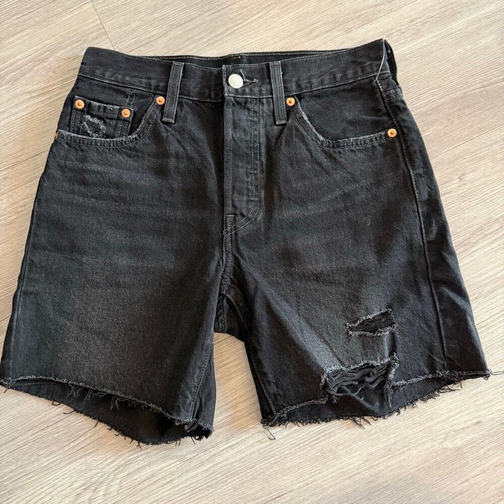 Levi's Black Distressed Denim Jean Shorts